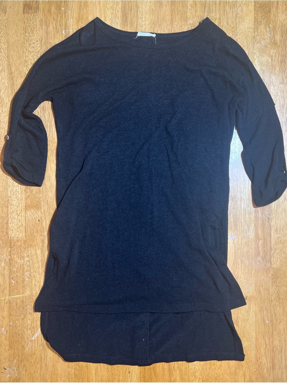 Women's Jella C. Black Tunic Top with wooden buttons